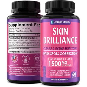 Glutathione Capsules - 45,000mcg Glutathione Supplement - Skin Tone Enhancer - Targets Dark Spots & Acne Marks - Potent Antioxidant - 60 Caps in Saudi Arabia