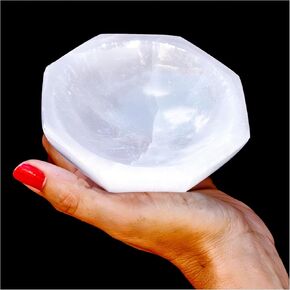 Om Zone Selenite Bowl 6" Oval Moroccan Selenite Polished Crystal Charging Station for Cleansing and Charging Crystals and Collection of Crystals and Healing Stones in Saudi Arabia