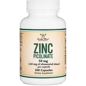 Zinc Picolinate 50mg, 300 Capsules (Immune Support for Kids and Adults) Non-GMO, Gluten Free, Manufactured in The USA (300 Day Supply) by Double Wood Supplements in Saudi Arabia