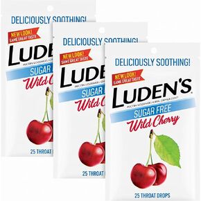 Luden's Soothing Throat Drops, Sugar Free Wild Cherry, 25 ct (Pack of 1) in Saudi Arabia