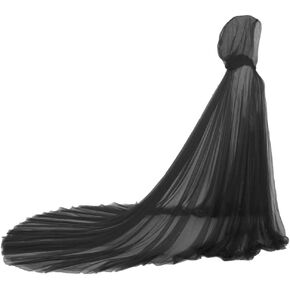 Women Wedding Tulle Cape Hooded Elf Cloak Bridal Dress Robe with Long Train in Saudi Arabia