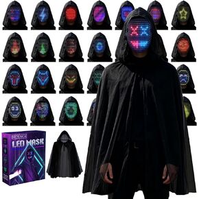 MOYACA Led Mask & Hooded Black Cloak Set,Light up Mask with Gesture Sensing in Kuwait