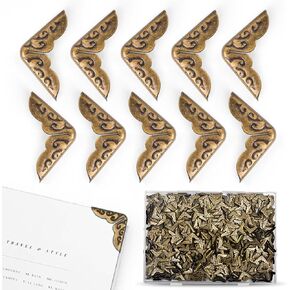 500 PCS Book Corner Protectors Metal Vintage Iron Book Corners Paperback Corner Protectors for Photo Corners Triangle Carved Decorative Protector for Photo Albums Notebooks and Folders (Bronze) in Kuwait