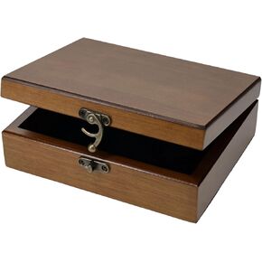 WE Games Old World Wooden Box with Brass Latch – Vintage-Style Wooden Keepsake Box for Jewelry & Trinket Storage, Walnut Finish in Saudi Arabia