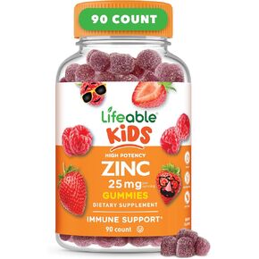 Lifeable Zinc Gummies for Kids - 25mg - Great Tasting Natural Flavor Gummy Supplement Vitamins - Gluten Free Vegetarian GMO Free Chewable - for Healthy Immune Support - for Children - 90 Gummies in Saudi Arabia