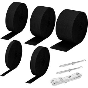 5 Rolls Elastic Band for Sewing, High Elasticity Knit Spool Band 0.4/0.6/1/1.5/2 Inch, 5.5 Yards/Roll with Sewing Clips & Tape Measure for Waistband Pants Dresses Swimwear Clothes Crafts DIY (White) in Kuwait