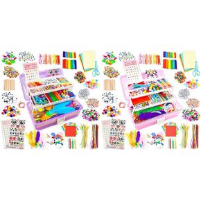 SMILESSKIDDO Arts Craft Supplies for Kids - 1100+ PCS Toddler DIY Craft Art Supply Set, Portable 3 Layered Folding Storage Box School Craft Projects - Gifts for Girls Ages 4-8, 8-12 in Kuwait