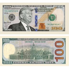 Pack of 25 - Donald Trump 100.00 Victory Limited Edition Novelty Dollar Bill - Full Color Printing with Great Detail. Make America Great Again. Proudy Made in the USA. in Kuwait