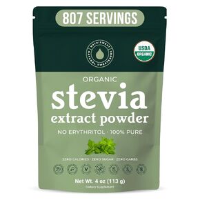 NatriSweet Stevia Powder, 4 oz, Pure Stevia Sweetener with No Additives, No Fillers, Zero Carbs, Zero Calorie, Organic Stevia Powder For Sugar Substitute, 300 Times Sweeter Than Sugar, 800+ Servings in Kuwait