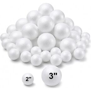 Yalumo 50 Pack Foam Balls for Crafts, 2 and 3 Inch White Polystyrene Balls in Saudi Arabia