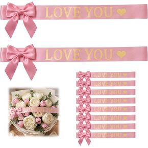 Set of 10 Happy Birthday Bouquet Banner Grosgrain Ribbon Tie Wrap, Pink in Kuwait