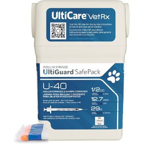 محاقن أنسولين الحيوانات الأليفة من UltiCare VetRx U-40 UltiGuard، 1/2 سم مكعب، 29 جم × 1/2 بوصة، 100 قيراط (مع علامات 1/2 وحدة) in Kuwait