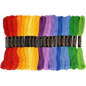 LNAUJS 20 Pack Rainbow Embroidery Thread, 6 Strands 8.75 Yards Cotton Blend Sewing Floss in Saudi Arabia