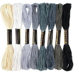 LNAUJS 8 Pack Black Gradient Embroidery Floss, 6 Strand 8.75 Yard Polyester Cotton Thread for Craft DIY in Saudi Arabia