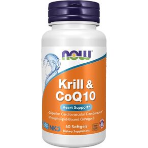 NOW Supplements, Krill & CoQ10, Phospholipid-Bound Omega-3, Heart Support*, 60 Softgels in Saudi Arabia