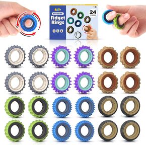 Fidget Toys Adults Sensory Rings: 12 Pack Texture Spinner Rings - Stress Relief Sensory Toys for Kids ADHD - Quiet Desk Fidgets for Classroom Stress Office for Teens Boys in Saudi Arabia