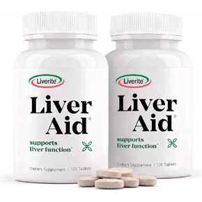 LIVERITE LIVER AID 2-Pack 120 Tablets (Total 240ct) Liver Support, Liver Cleanse, Liver Care, Liver Function, Energy. in Saudi Arabia