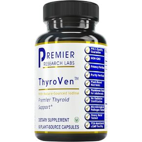 Premier Research Labs ThyroVen - Supports Thyroid Function - Features Nutraceutical Formula with Atlantic Kelp, Wild Bear Garlic, Chlorella, Fennel, Turmeric & Parsley - 60 Plant-Source Capsules in Saudi Arabia