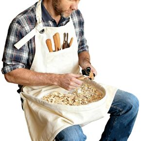 Woodcarving Apron-Work Apron with Brown Leather Chest Patches, Tool Pocket in Saudi Arabia