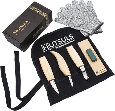 Hutsuls Wood Whittling Kit for Beginners - Razor Sharp Wood Carving Knife Set in Beautifully Designed Gift Box, Whittling Knife for Kids and Adults (8 Pieces) in Saudi Arabia