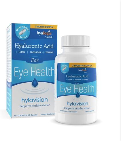 مكملات HylaVision لصحة العين: حمض الهيالورونيك، واللوتين، والزياكسانثين، مكملات غذائية لدعم الرؤية (120 كبسولة) - تركيبة نباتية من Hyalogic in Kuwait