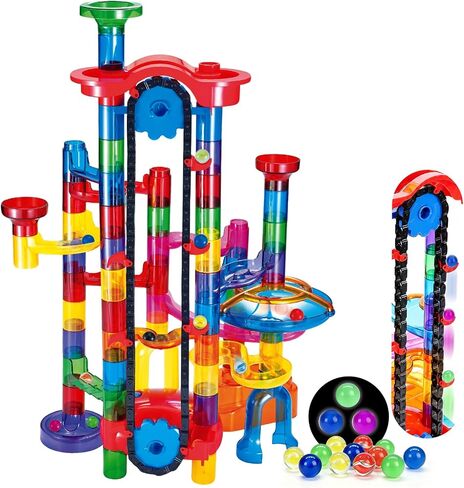 PRE-WORLD 171Pcs Motorized Elevator Marble Run with Glow Marbles for Kids in Kuwait