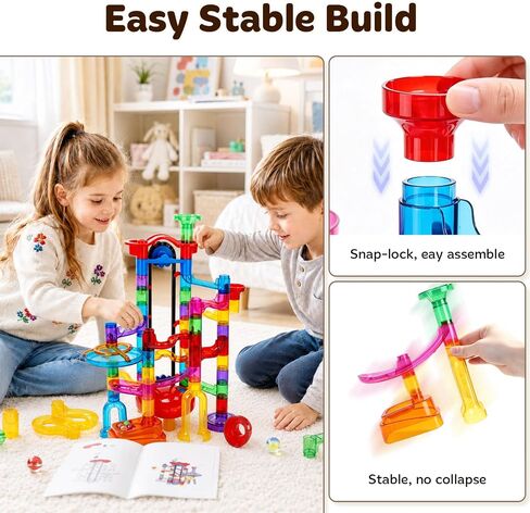 PRE-WORLD 171Pcs Motorized Elevator Marble Run with Glow Marbles for Kids in Kuwait