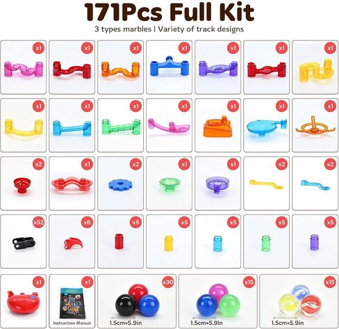 PRE-WORLD 171Pcs Motorized Elevator Marble Run with Glow Marbles for Kids in Kuwait