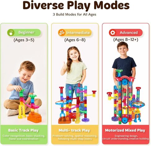 PRE-WORLD 171Pcs Motorized Elevator Marble Run with Glow Marbles for Kids in Kuwait