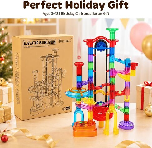 PRE-WORLD 171Pcs Motorized Elevator Marble Run with Glow Marbles for Kids in Kuwait