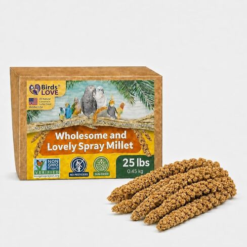 Birds LOVE 5 LB Wholesome Spray Millet for Birds – USA Grown,Non-GMO, Natural Sun-Dried Millet Sprays – Thick Seed-Rich Clusters for Parakeets, Budgies, Cockatiels, Conures, Finches & Parrots in Saudi Arabia