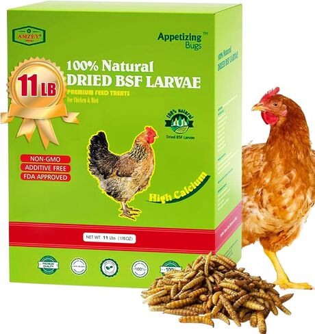 Amzey 11 LB Dried Black Soldier Fly Larvae, High-Calcium Chicken Treats in Kuwait