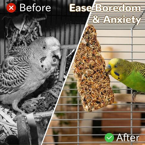 2 PCS Natural Bird Grain Treat Sticks, Blend Foraging Toys for Stress Relief, Metal Hook, for Budgies, Cockatiels, Lovebirds, Conures, Parakeets, Small to Medium Birds in Kuwait