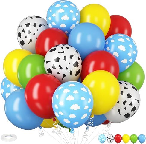 HILAVO Toy Inspired Story Balloons, 12 Inch Cow Print Blue Cloud Balloons in Saudi Arabia