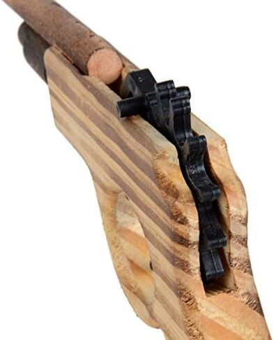 2 Pcs Wooden Rubber Band Gun Kids Outdoor Toy with 100 Rubber Bands 9 Inches Length (Log Color) in Saudi Arabia