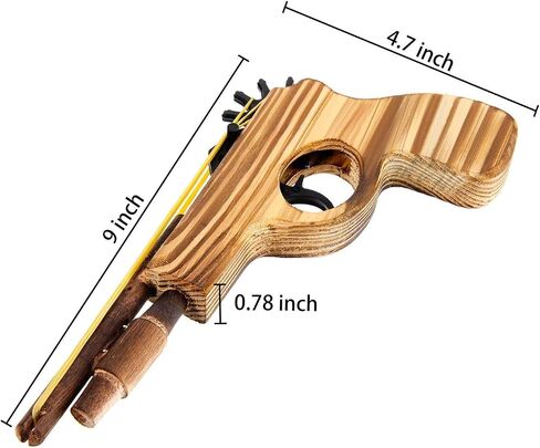 2 Pcs Wooden Rubber Band Gun Kids Outdoor Toy with 100 Rubber Bands 9 Inches Length (Log Color) in Saudi Arabia