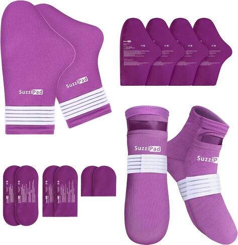 SuzziPad Cold Therapy Socks & Hand Ice Pack, Cold Gloves for Chemotherapy Neuropathy, Chemo Care Package for Women and Men, Ideal for Plantar Fasciitis, S/M, Purple in Kuwait
