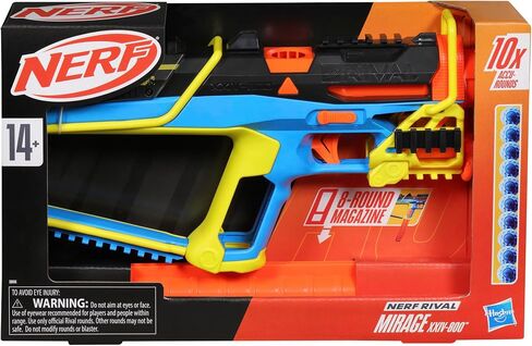 Nerf Rival Mirage XXIV-800 Blaster, 10 Nerf Rival Accu-Rounds, 2 Ways to Load, 8 Round Removable Magazine, Pump Action Priming, Gifts for Teens in Saudi Arabia