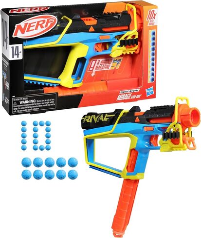 Nerf Rival Mirage XXIV-800 Blaster, 10 Nerf Rival Accu-Rounds, 2 Ways to Load, 8 Round Removable Magazine, Pump Action Priming, Gifts for Teens in Saudi Arabia