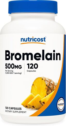 Nutricost Bromelain 500mg، 120 كبسولة نباتية - بروميلين (2400 GDU/g)، غير معدل وراثيًا، خالي من الغلوتين in Kuwait