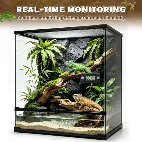 Reptile Temperature and Humidity Monitor, 2PCS Magnetic Thermometer Hygrometer,Bearded Dragon Tank Accessories,Pet Humidity Meter Supplies for Jumping Spider in Kuwait