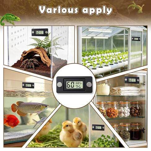 Reptile Temperature and Humidity Monitor, 2PCS Magnetic Thermometer Hygrometer,Bearded Dragon Tank Accessories,Pet Humidity Meter Supplies for Jumping Spider in Kuwait