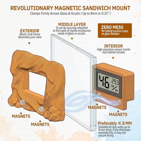 Magnetic Reptile Thermometer and Humidity Gauge，Rock in Saudi Arabia