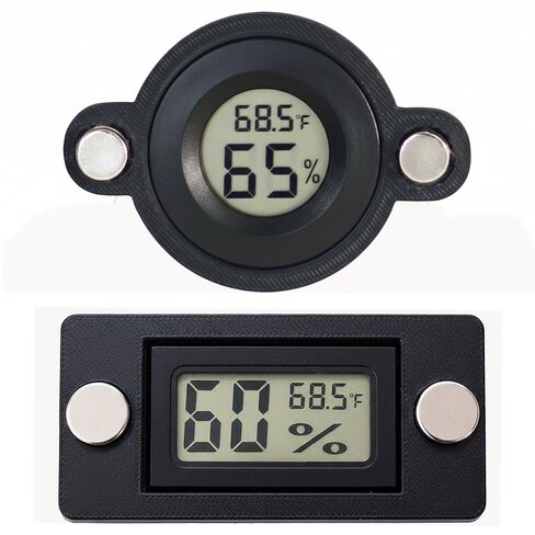 2 PCS Magnetic Temperature and Humidity Monitor for Jumping Spider Enclosure Accessories Mini Digital Reptile Thermometer Hygrometer LCD Indoor Gauge for Terrarium Tank (Square and Circle) in Kuwait