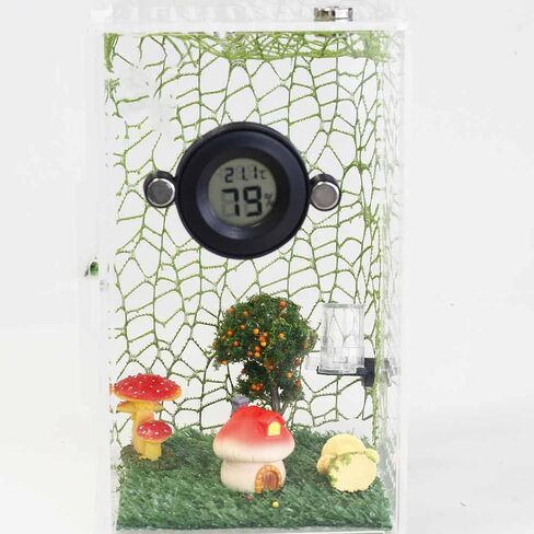 2PCS Magnetic Jumping Spider Enclosure Temperature and Humidity Monitor Digital Thermometer and Humidity Gauge for Reptile and Spider Tank Accessories (New Round) in Kuwait