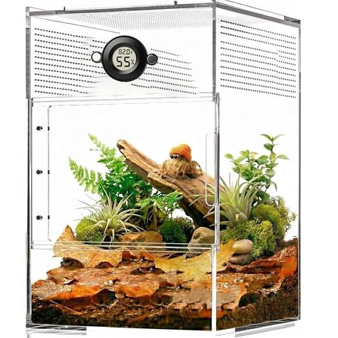 2PCS Magnetic Jumping Spider Enclosure Temperature and Humidity Monitor Digital Thermometer and Humidity Gauge for Reptile and Spider Tank Accessories (New Round) in Kuwait