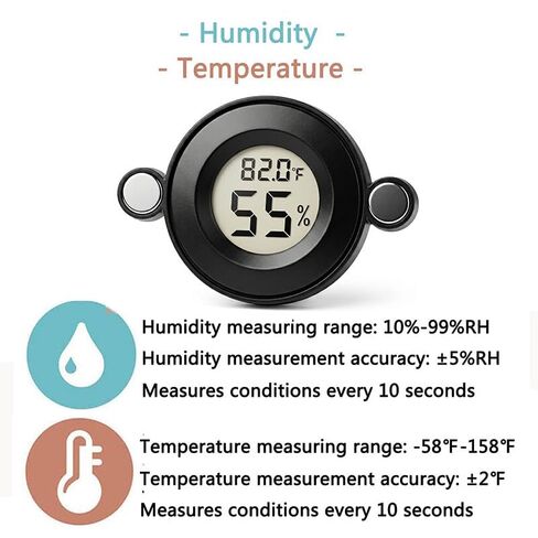 2PCS Magnetic Jumping Spider Enclosure Temperature and Humidity Monitor Digital Thermometer and Humidity Gauge for Reptile and Spider Tank Accessories (New Round) in Kuwait