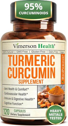 Organic Turmeric Curcumin with Black Pepper - Natural Joint Support Supplement with Bioperine and 95% Curcuminoids. High Absorption Tumeric. Antioxidant Digestive and Immune Support. 60 Vegan Capsules in Kuwait