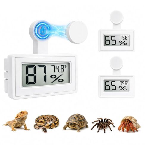 2 Pack Magnetic Reptile Thermometer Hygrometer,Fast-Read °F/°C Digital Temp&Humidity Gauge for Terrarium Tank Enclosure,for Bearded Dragon,Gecko,Snake, Tortoise,Hermit Crab,Jumping Spider (Black) in Kuwait