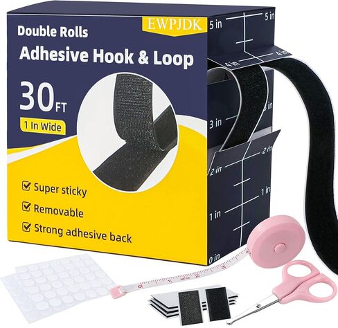 EWPJDK 30Ft x 1in Velcro Strips, Double Rolls Hook and Loop Adhesive in Saudi Arabia